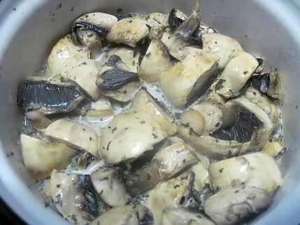 recette Escalopes de noix veau. champignons en sauce.