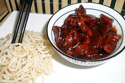 recette Sautés de poulet au caramel et ses ramens (nouilles chinoise)