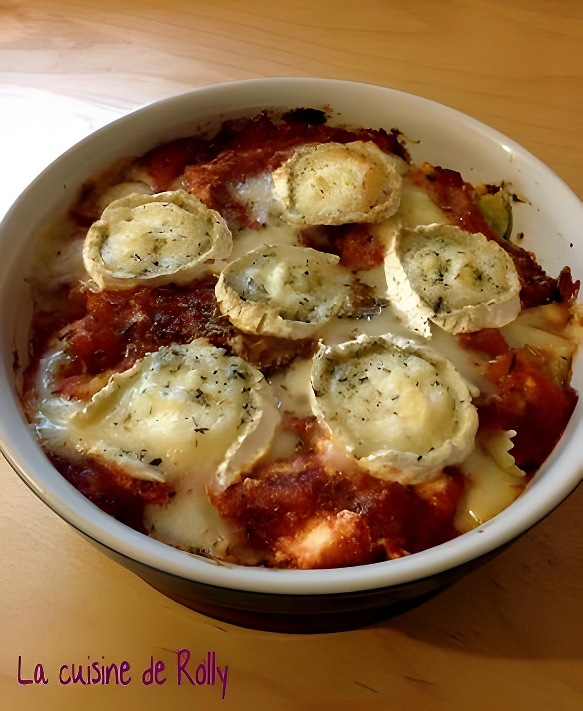 recette Gratin de ravioles, chèvre et tomate