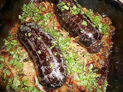 recette boudin noir au four sur lit d oignons