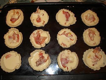 recette Mini tartelette au jambon cru et fromage à raclette