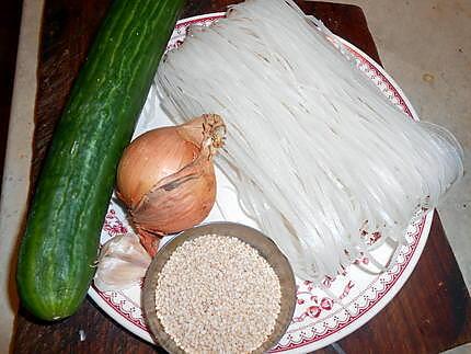 recette Nouilles de riz au concombre