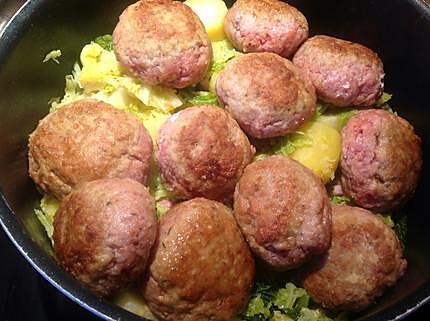 recette Rata de chou vert et boulettes