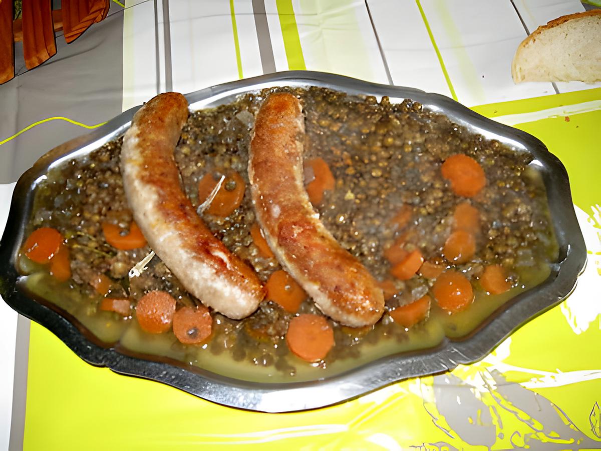 recette saucisses et lentilles à ma façon