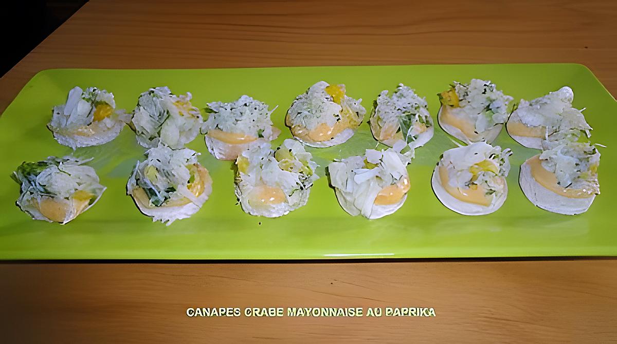 recette CANAPES CRABE MAYONNAISE AU PAPRIKA