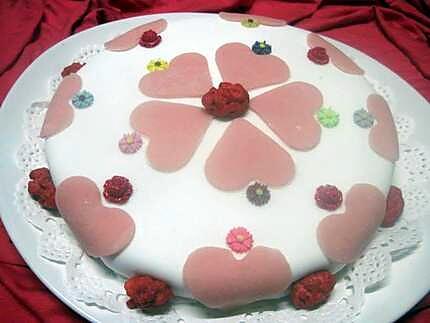 recette Gâteau crème pâtissière aux pralines roses. rapide.