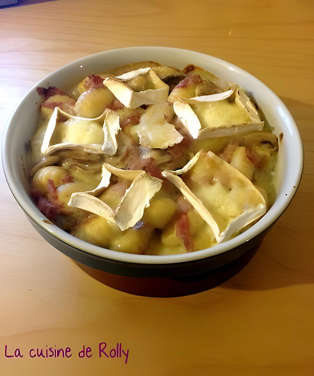 recette Gratin de gnocchi au jambon, champignons et caprice des Dieux