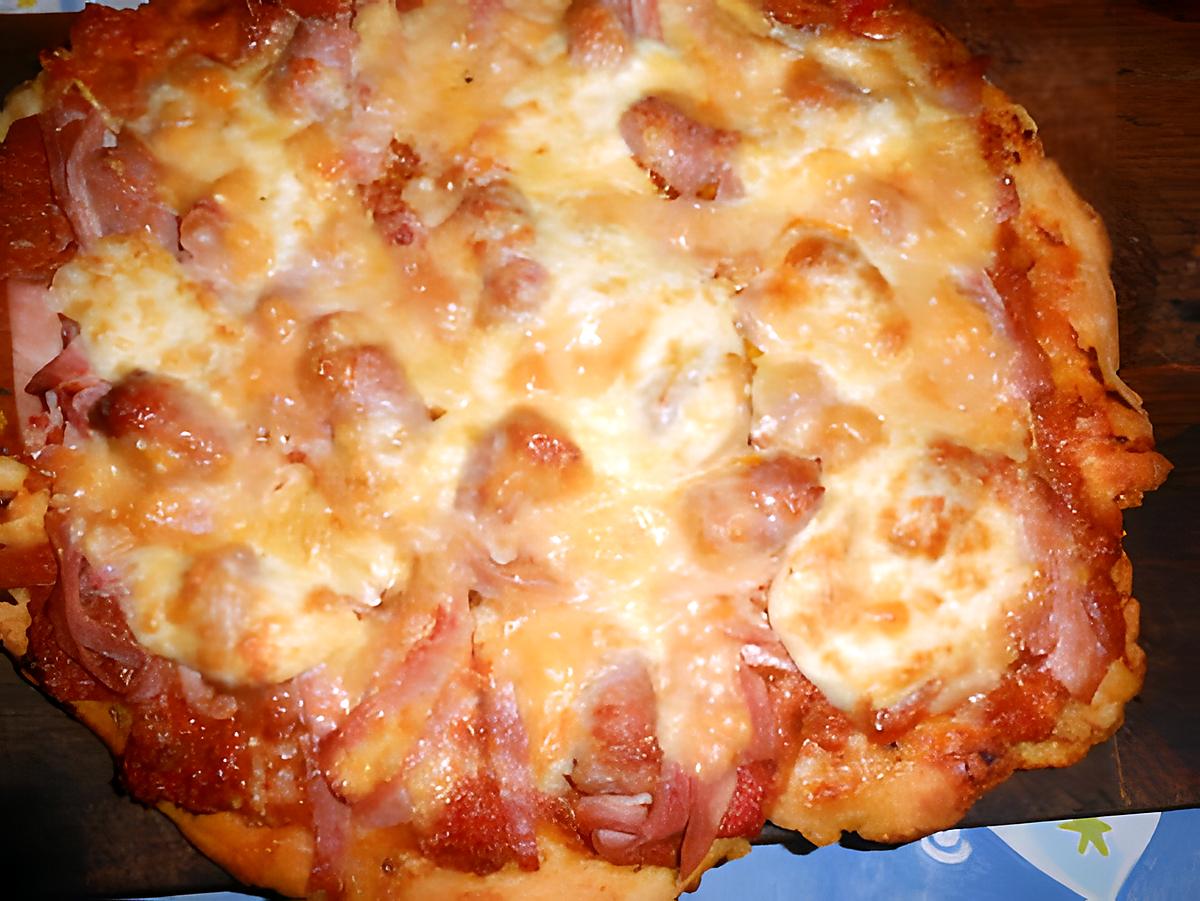 recette Pizza chipolata,jambon,fromage