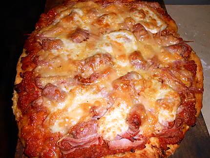 recette Pizza chipolata,jambon,fromage