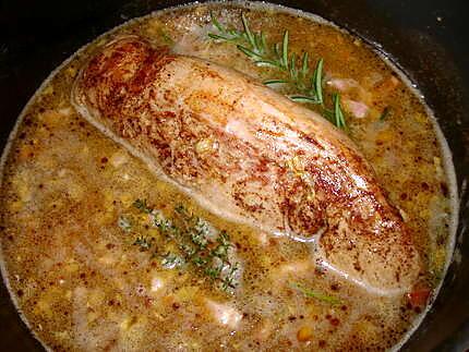 recette filet mignon  de porc à la bière et aux lardons