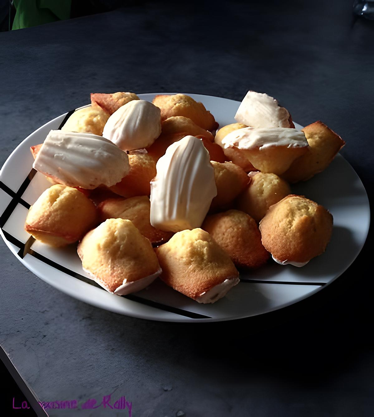 recette Madeleines à la vanille, coque de chocolat blanc