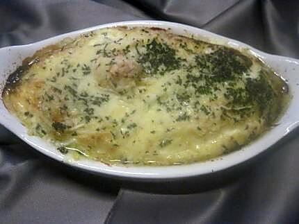 recette Gratin de quenelles de brochet.noix st Jacques et sauce.