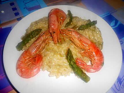 recette RISOTTO  ASPERAGI  E  GAMBAS (asperges vertes et gambas)