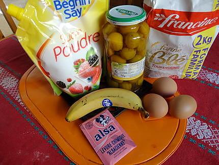 recette CLAFOUTIS  banane,mirabelles de MIJANE