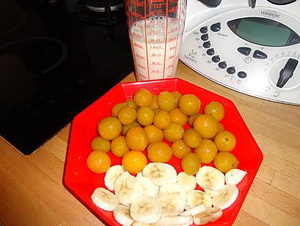 recette CLAFOUTIS  banane,mirabelles de MIJANE