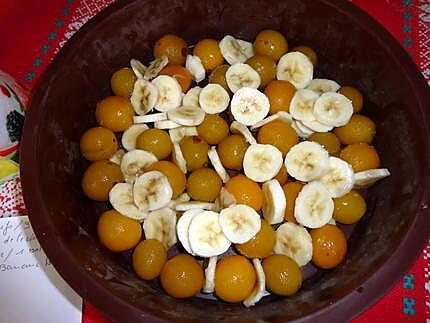 recette CLAFOUTIS  banane,mirabelles de MIJANE