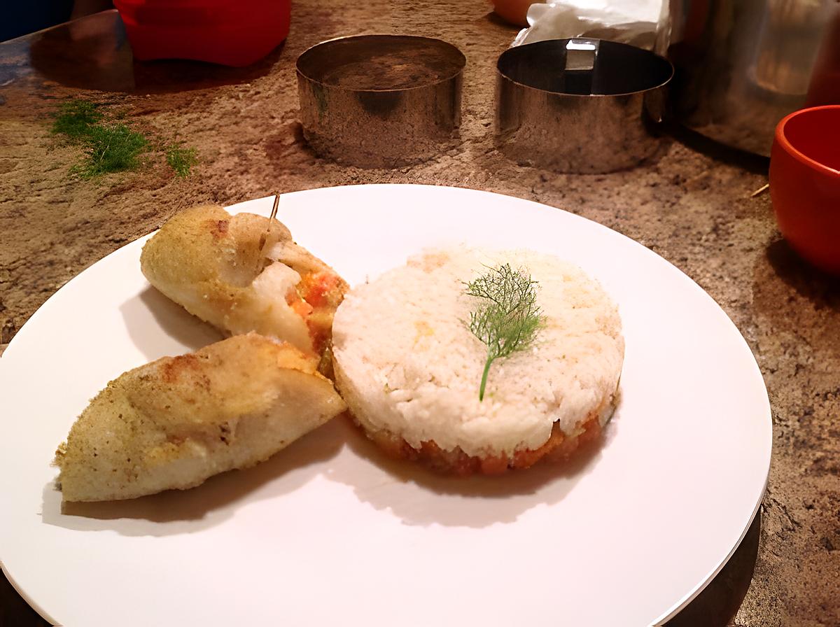 recette Filet de plie canadienne farci aux crevettes sur son lit de petits légumes au cari.