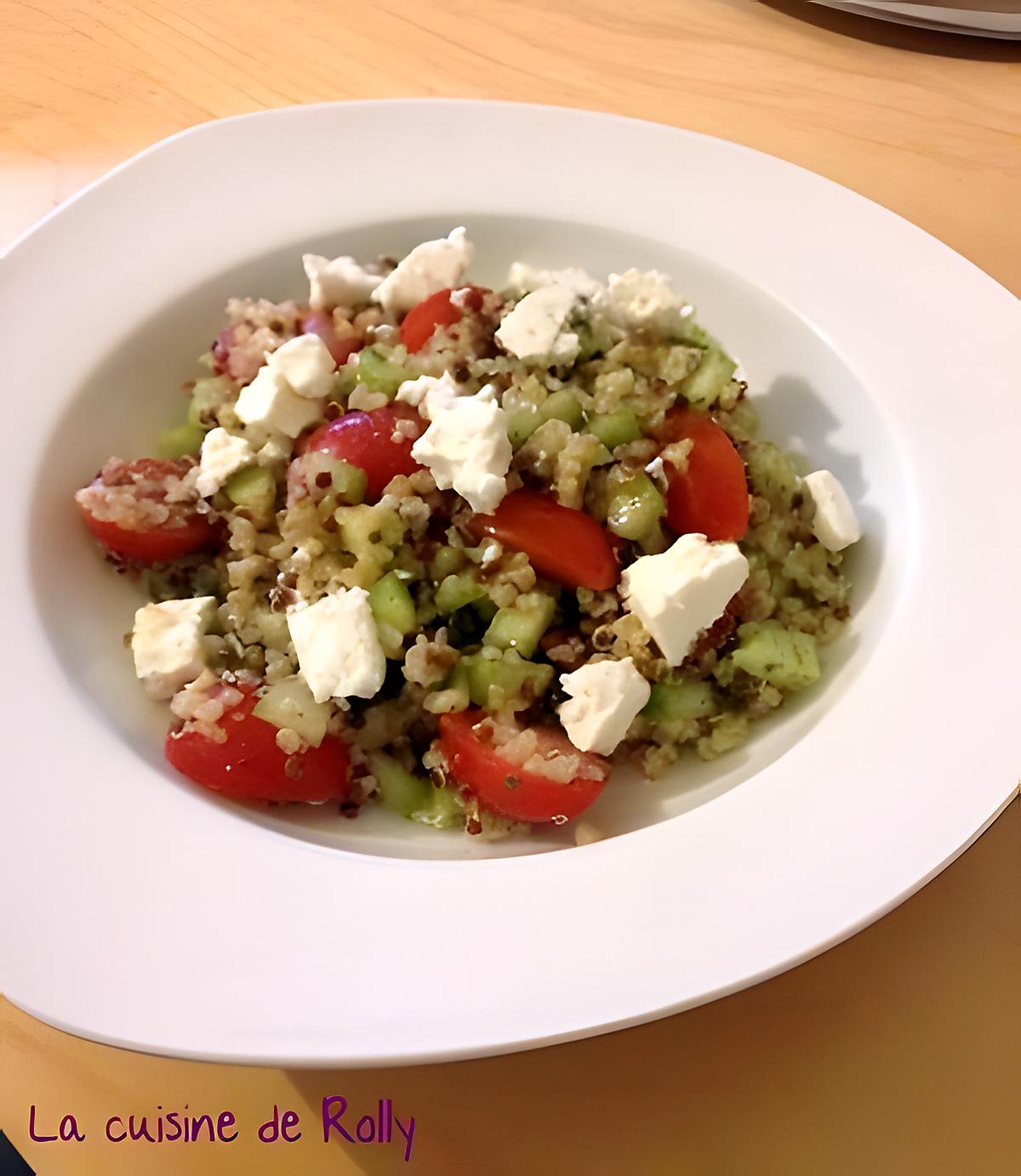 recette Salade de boulghour quinoa, féta, tomate