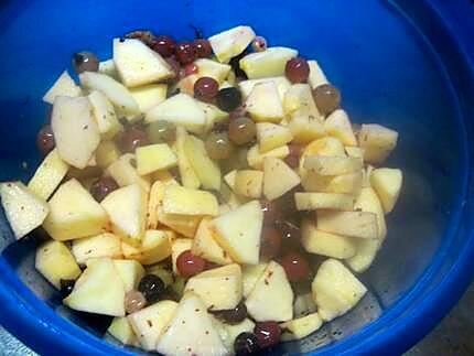 recette Compote de pommes et fruits rouges au micro-ondes.