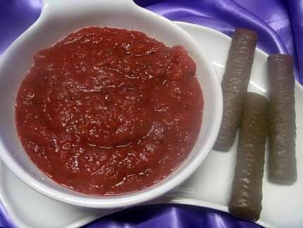 recette Compote de pommes et fruits rouges au micro-ondes.