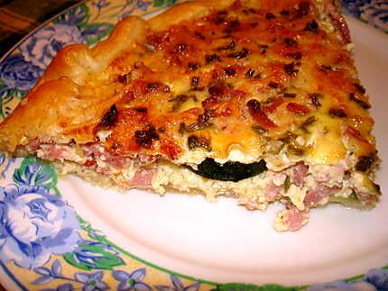 recette quiche aux courgettes ,lardons et ciboulette