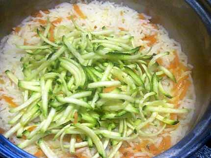 recette Riz aux légumes et filets de truite fumée.