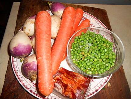 recette Trio de légumes au lard