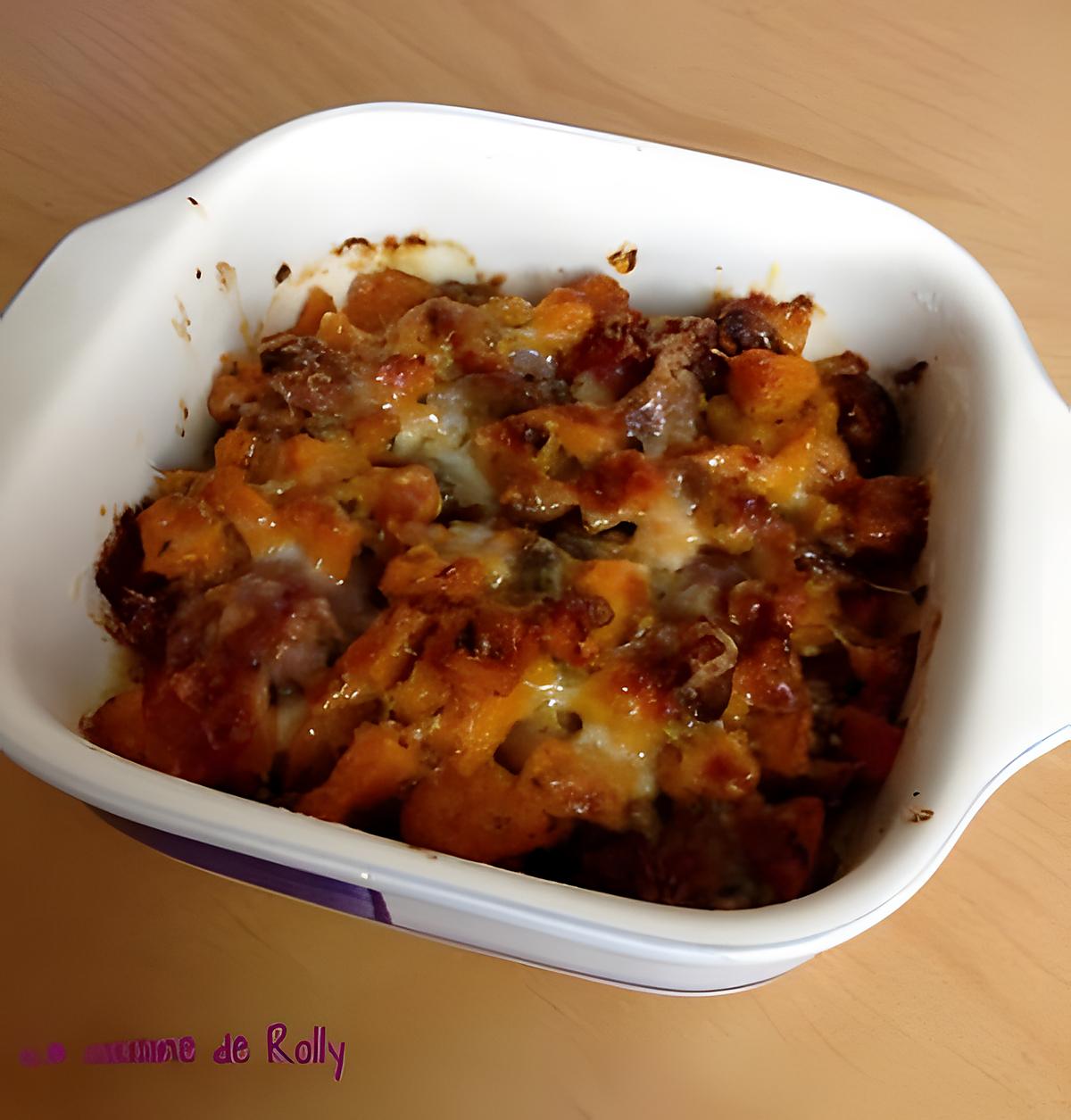 recette Gratin au potiron, châtaignes et bacon