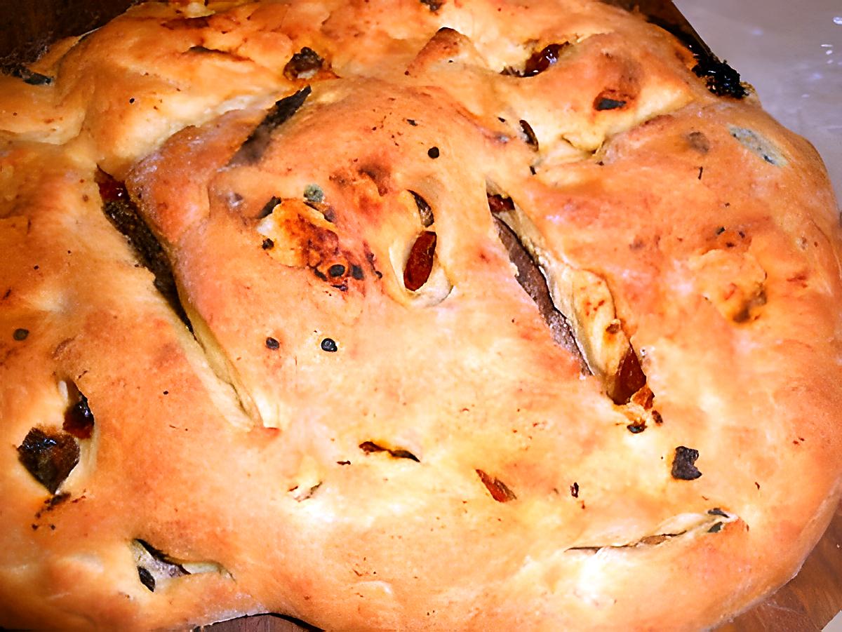 recette Fougasse aux olives et tomates sechees