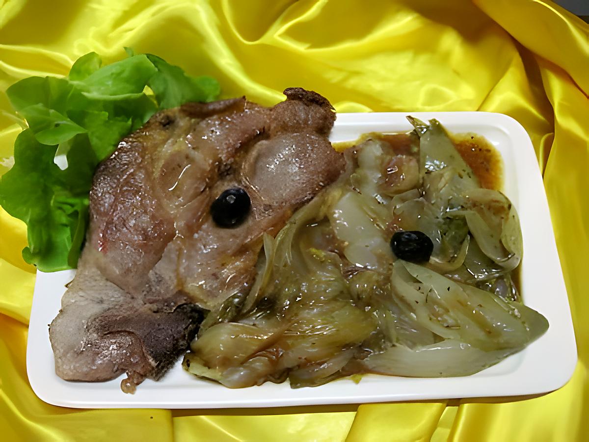 recette Côtes d'échine de porc aux endives.