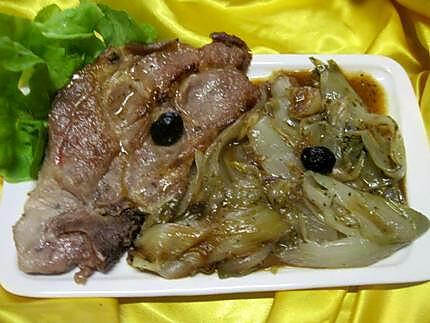 recette Côtes d'échine de porc aux endives.