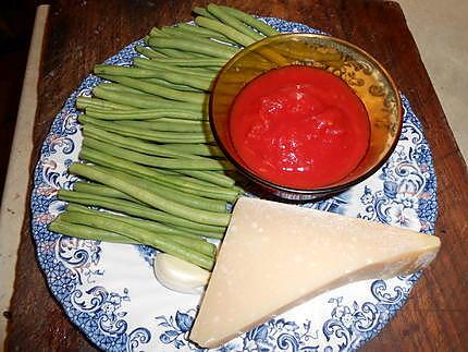 recette haricots vert tomate,parmesan