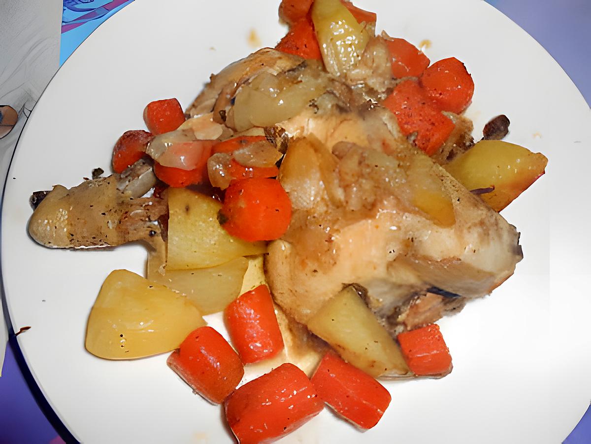 recette POLLO  CAROTE  E  PATATE (POULET CAROTTES ET POMMES DE TERRE)