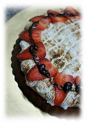 recette Gâteau au citron,fraise meringuée