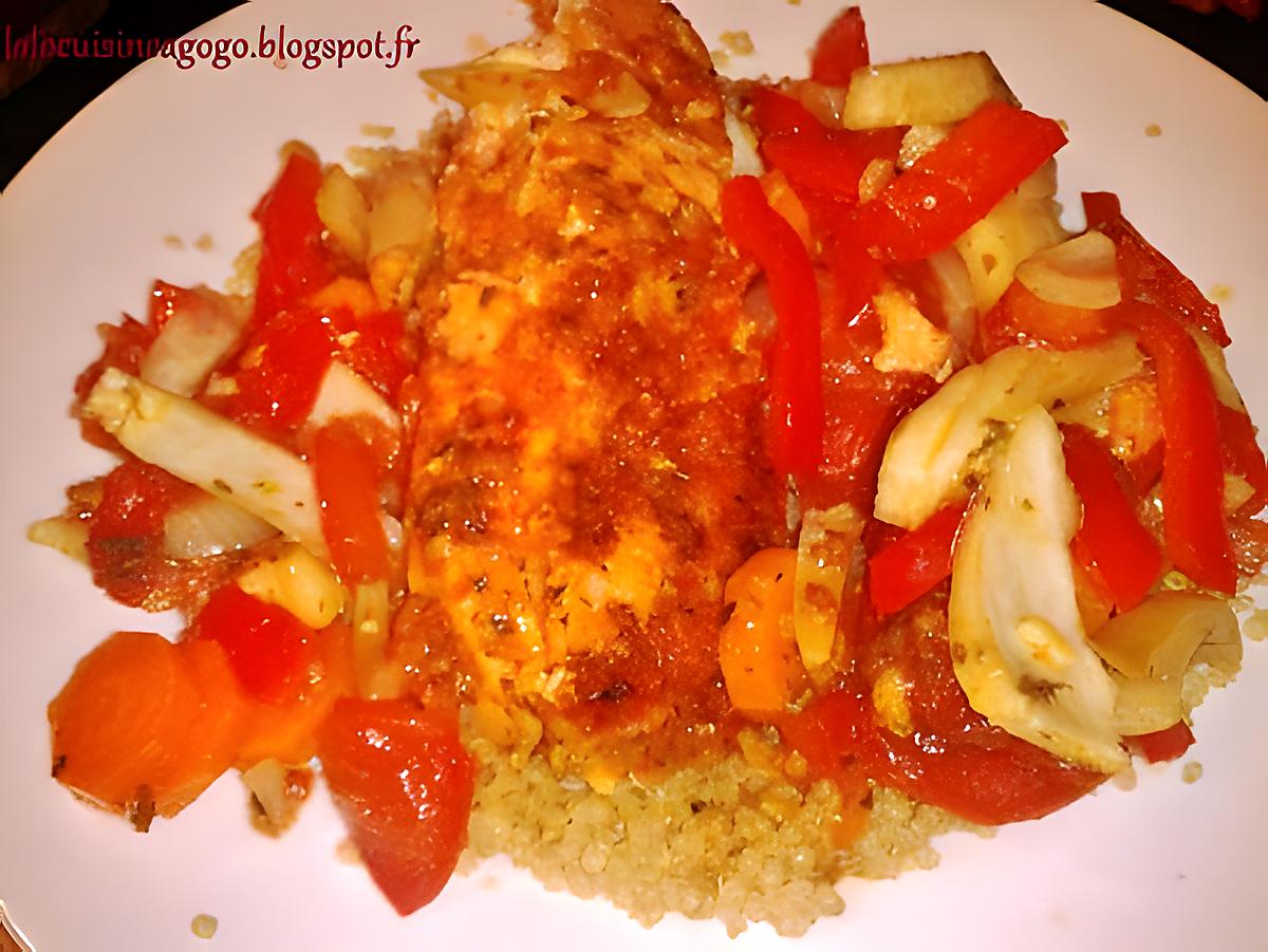 recette Saumon à la catalane (et ses légumes sur lit de quinoa)