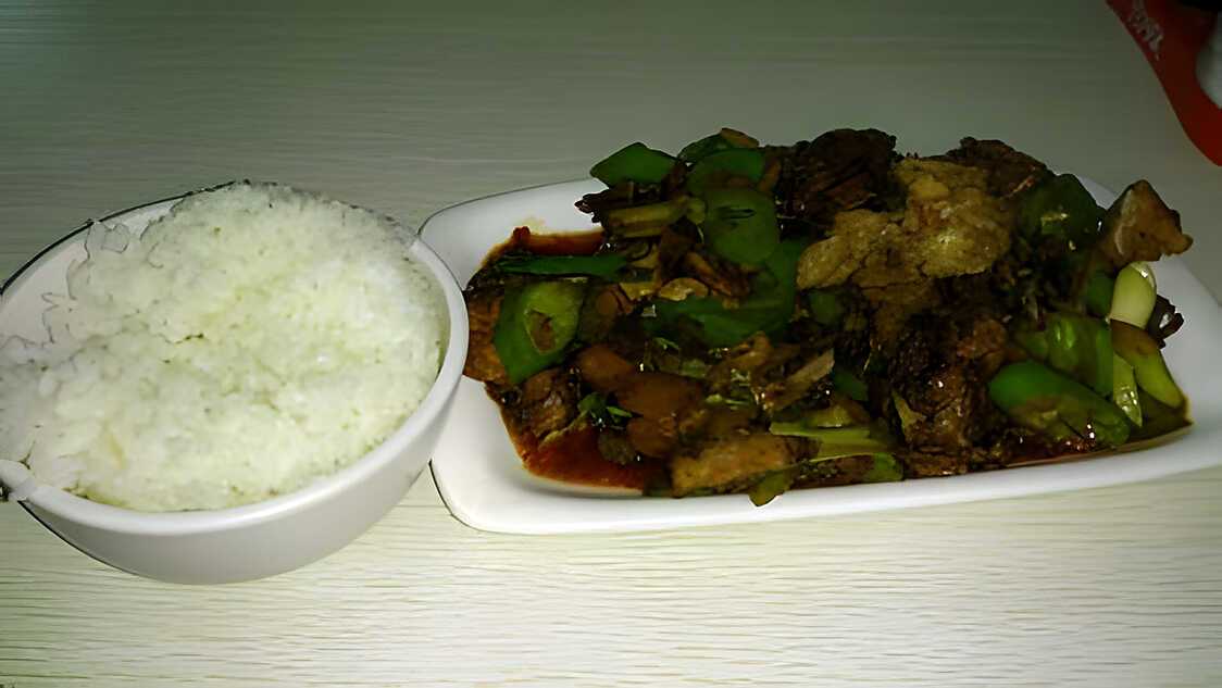 Recette de Bouillon de poulet sauté au riz blanc