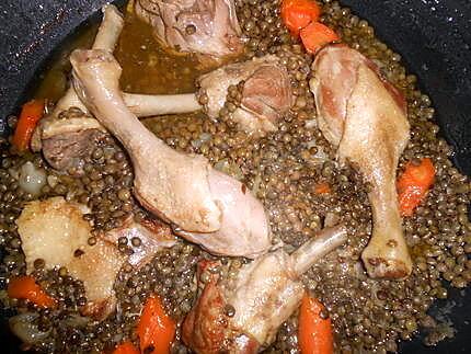 recette Sauté de canard aux lentilles vertes du puy