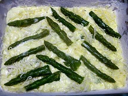 recette Clafoutis aux asperges vertes et jambon cru fumée.