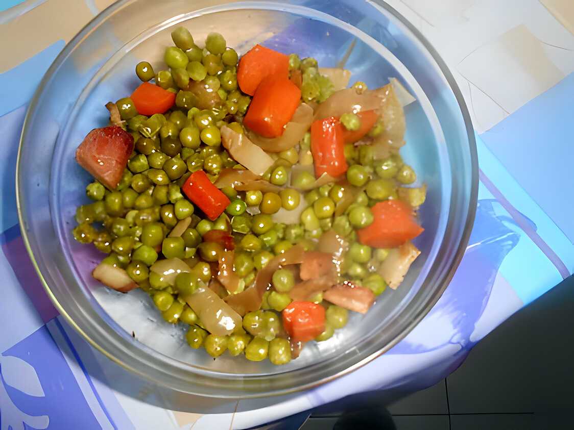 Recette de PETITS POIS AU LARD