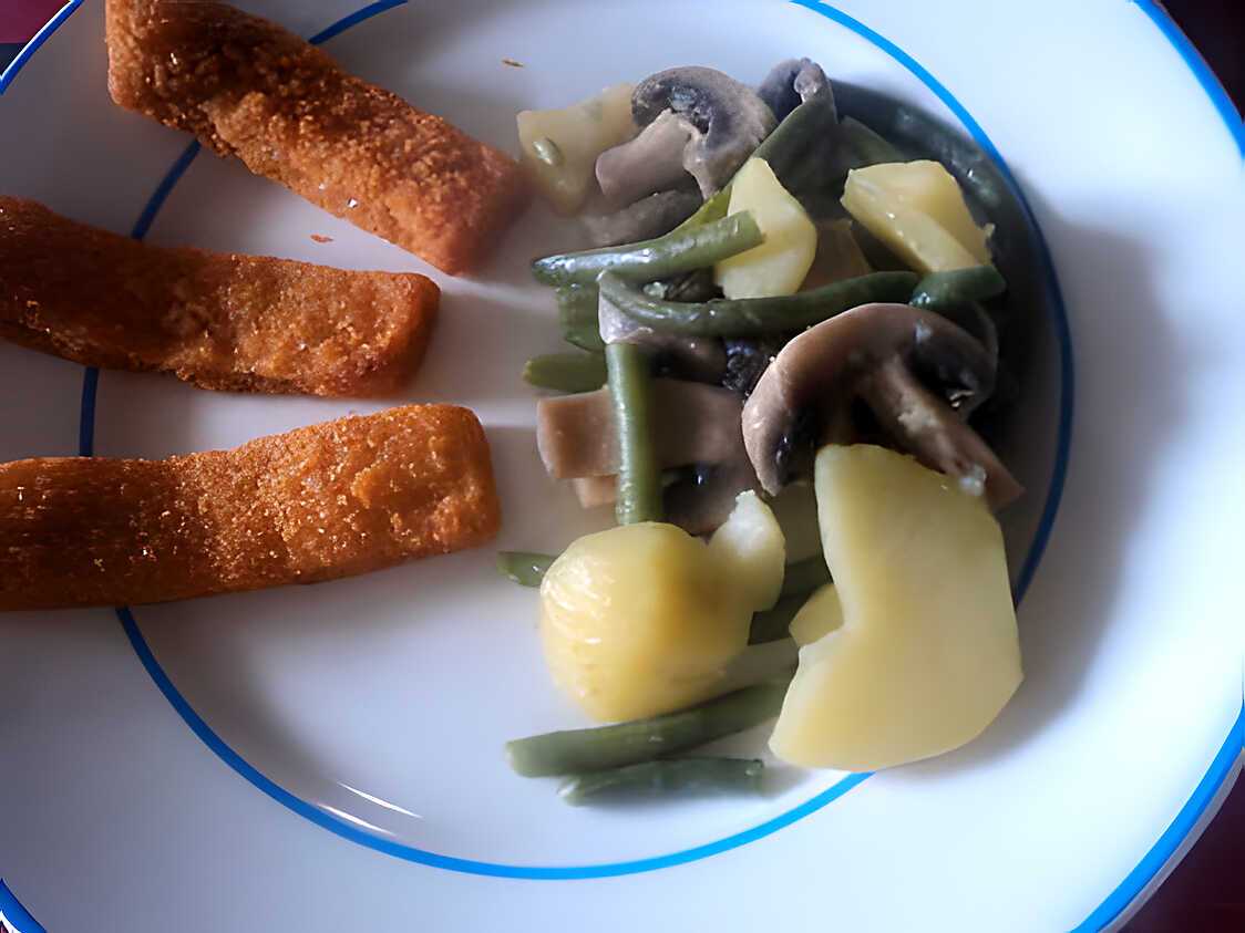 Recette de Poêle de pomme de terre , champignon et haricot