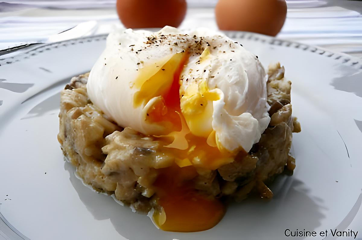 recette Oeuf poché sur duxelle de champignons de Paris