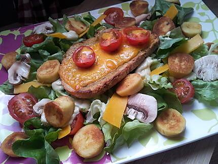 recette Salade de quenelles poèlée au tomates cerise et cheddar