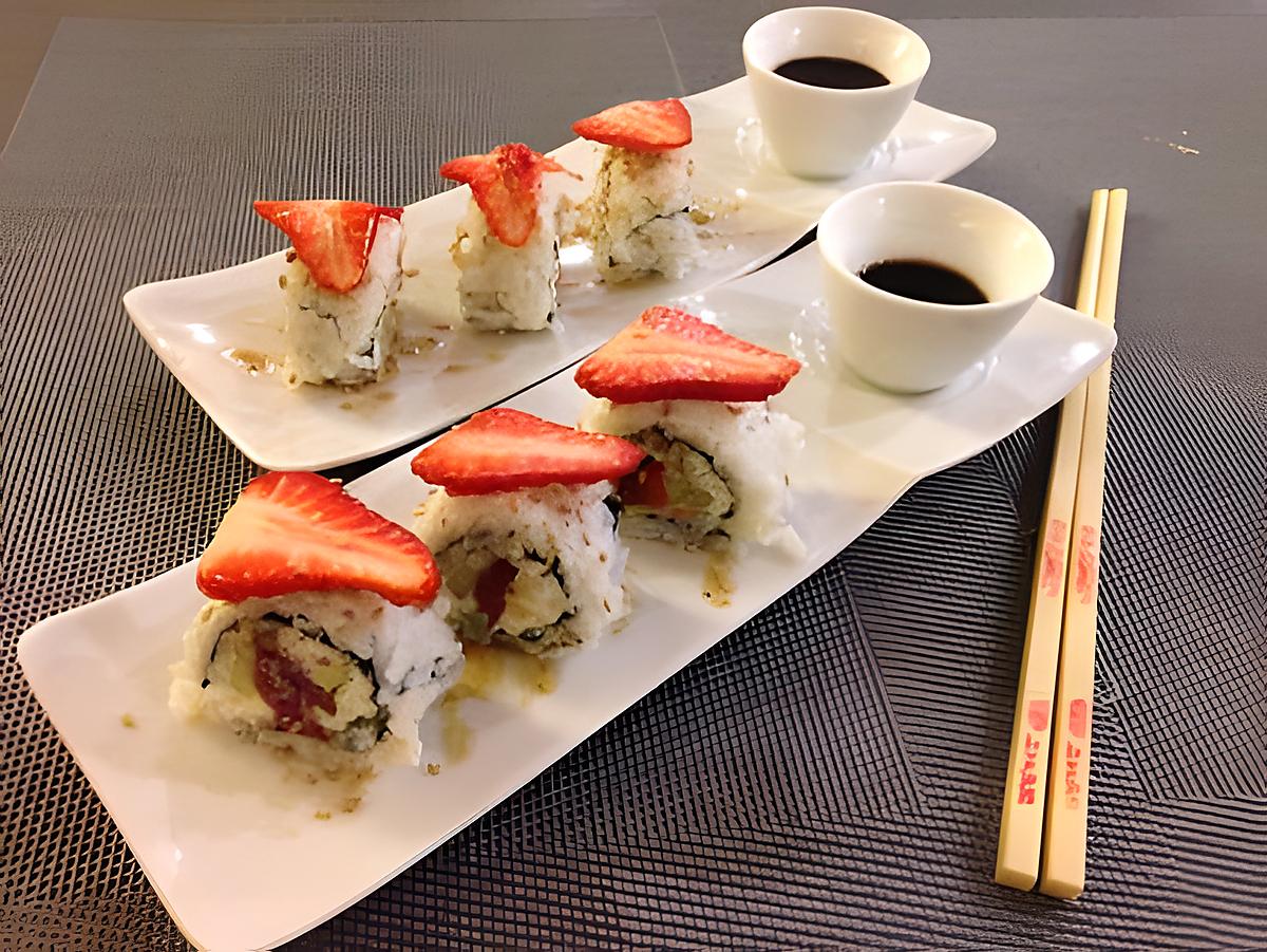 recette Sushi Maguro Ichigo Roll - Sushi Rouleau Thon Fraise