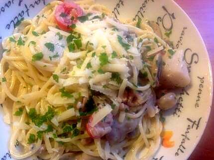 recette Spaghetti aux crevettes grise et Saint Jacques