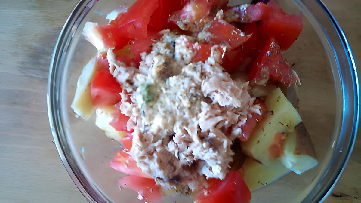 recette Salade de pomme de terre, thon, et tomates