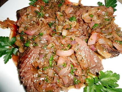 recette Steak de hampe aux échalotes