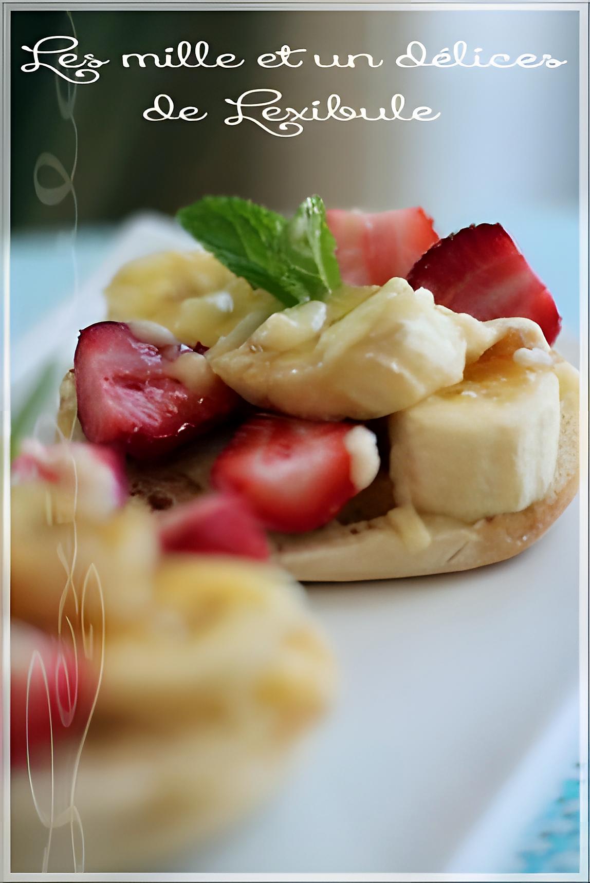 recette ~Pizza fraises, bananes et chocolat blanc~