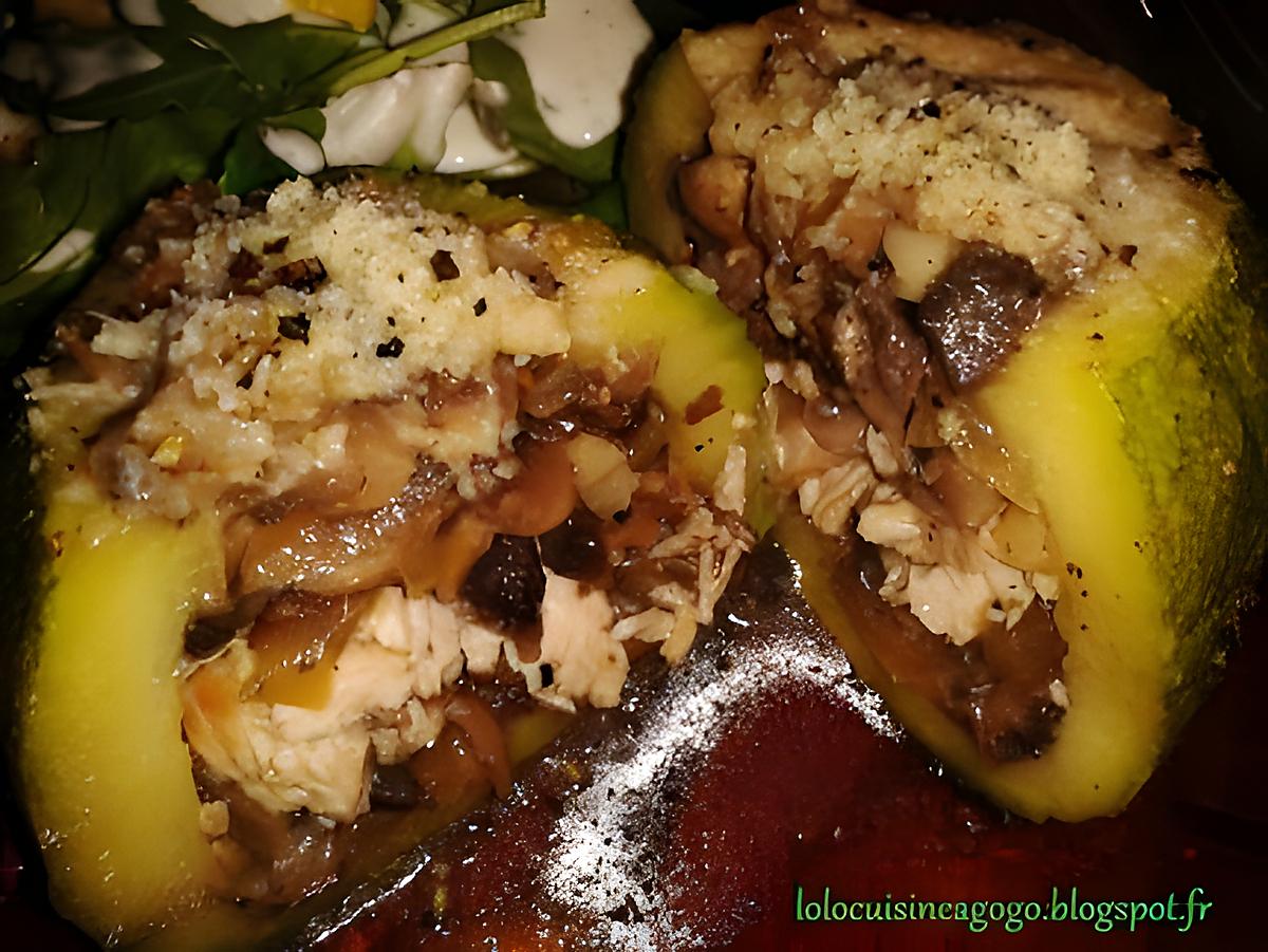 recette Courgettes farçies champignons et dinde grillée