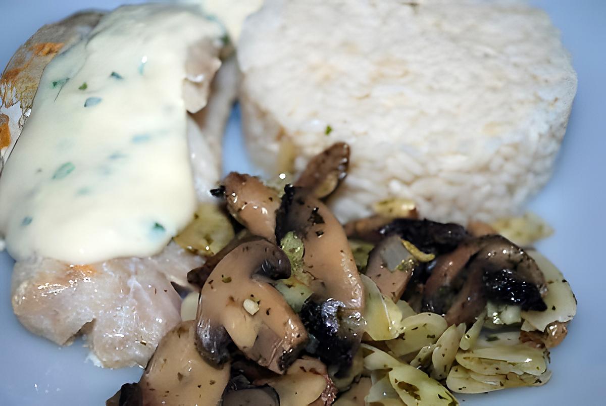 recette filet de cabillaud aux amandes et champignons