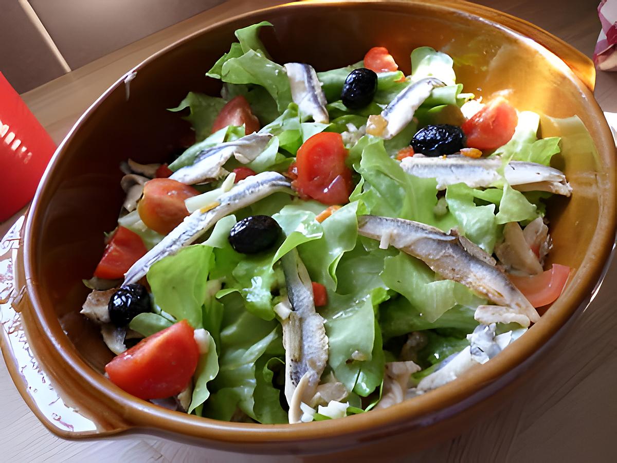 recette Salade aux anchois olives et tomates cerise